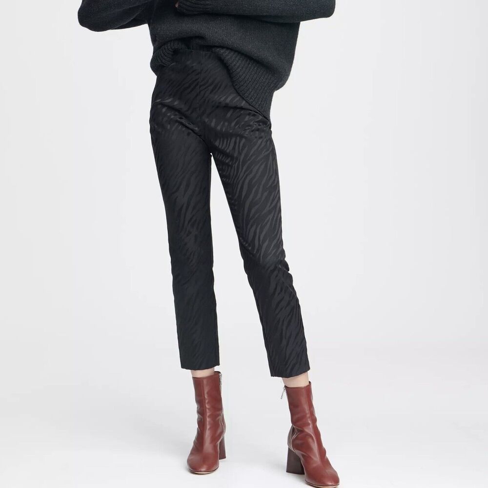 Rag & Bone Simone Pants Zebra Print Jacquard Black Size 4